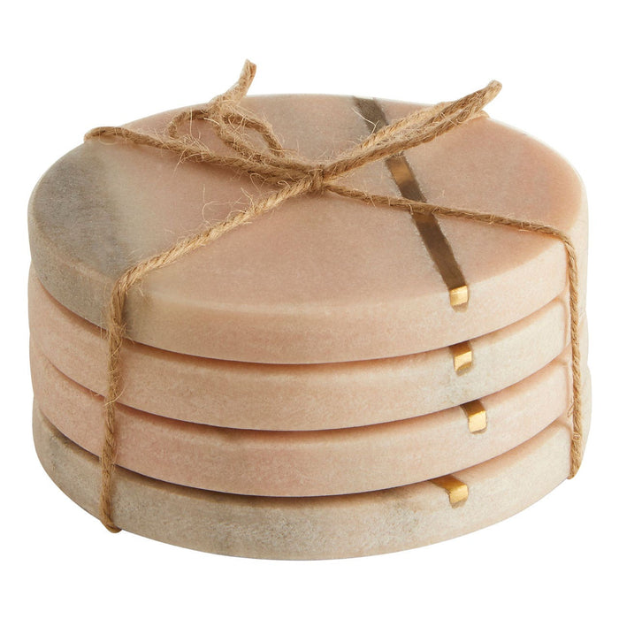 Kira Set of 4 Marble and Gold Filling Coasters - Modern Home Interiors