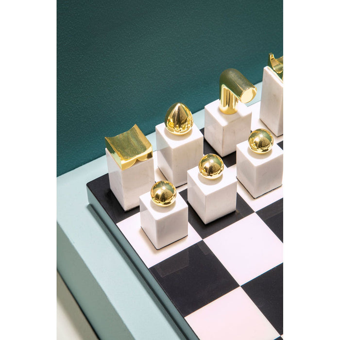 Flos Marble and Wood Luxury Chess Set - Modern Home Interiors