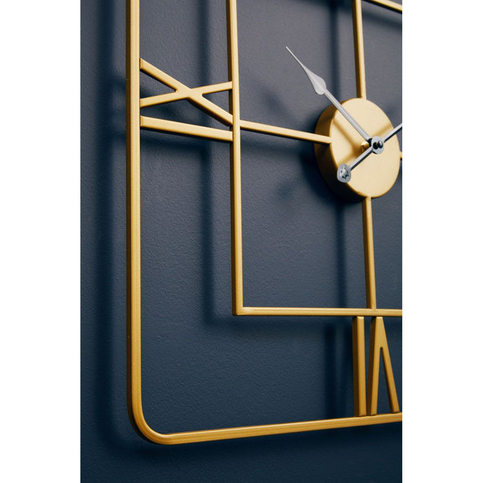 Gold Finish Rounded Square Roman Numerals Wall Clock - 50 x 50cm