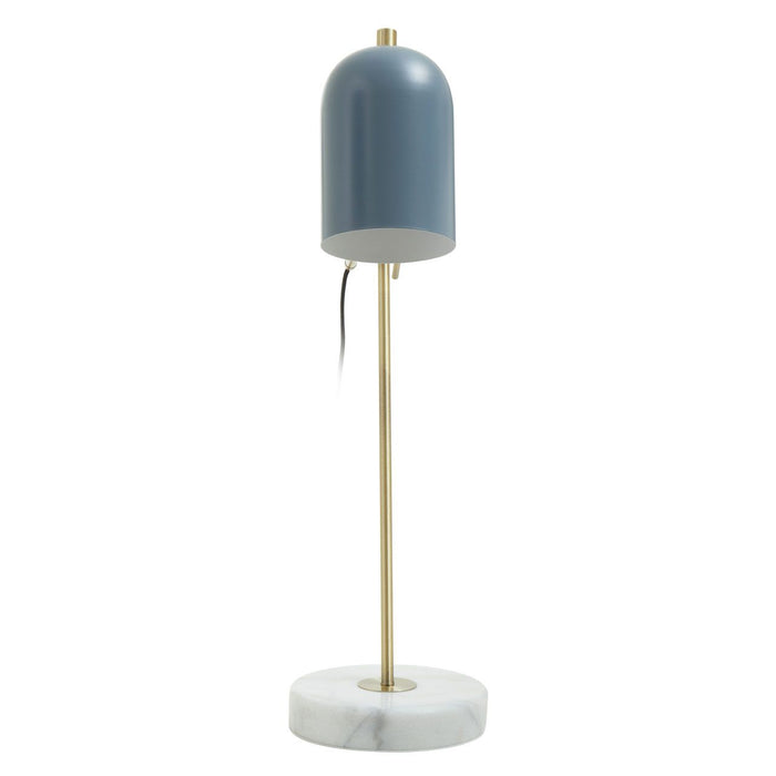 Brass Finish Grey Shade Desk Lamp with Round Marble Base