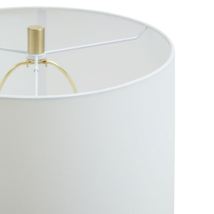 Brass Finish Table Lamp with White Fabric Shade