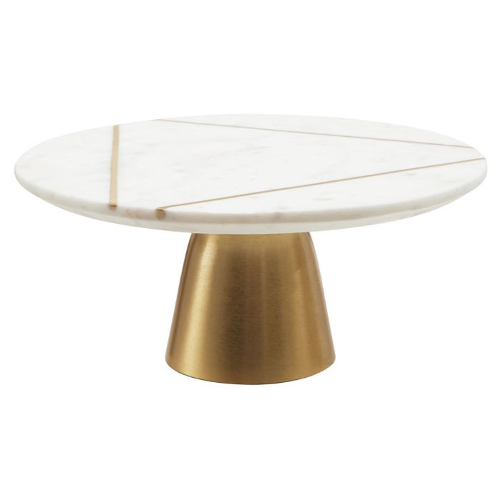White Marble and Gold Metal Base Cake Stand