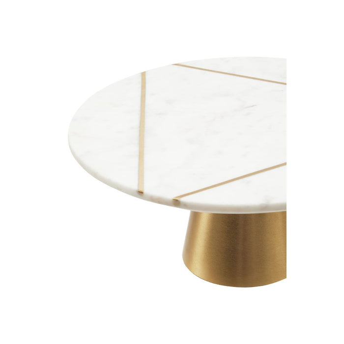 White Marble and Gold Metal Base Cake Stand