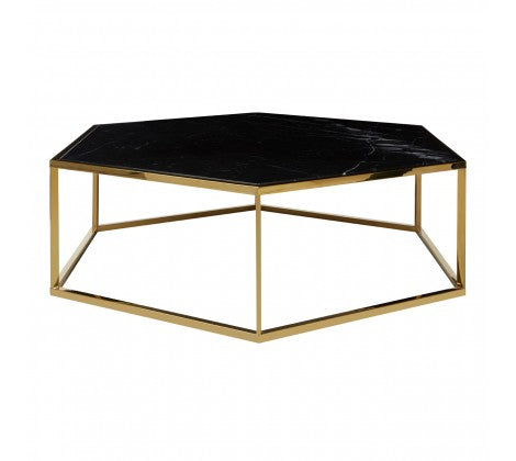 Piermount Hexagonal Black Marble Coffee Table - Modern Home Interiors