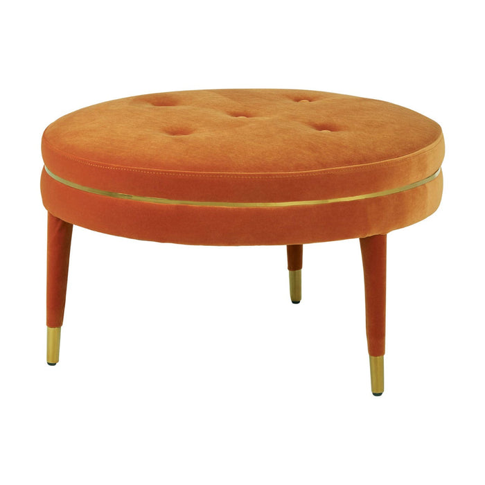 Orange Velvet Button Tufted Footstool Modern Home Interiors