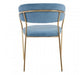Tamzin Blue Channel Gold Finish Dining Chair - Modern Home Interiors