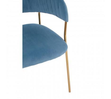 Tamzin Blue Channel Gold Finish Dining Chair - Modern Home Interiors