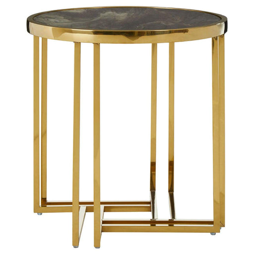 Tula Round Side Table with Marble Effect Top - Modern Home Interiors