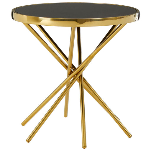 Tula Round Black Glass and Gold Side Table - Modern Home Interiors