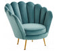 Ovala Blue Plush Velvet Scalloped Accent Chair - Modern Home Interiors