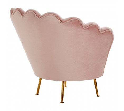 Ovala Pink Plush Velvet Scalloped Accent Chair - Modern Home Interiors