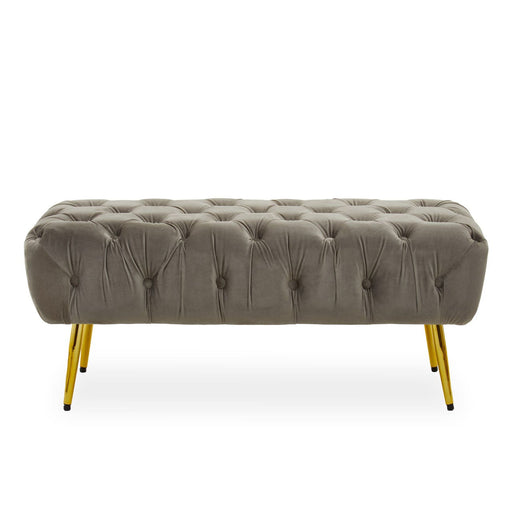 Tamra Velvet Footstool/Bench with Gold Legs - Mink - Modern Home Interiors