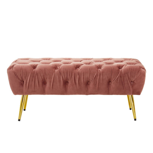 Tamra Velvet Footstool/Bench with Gold Legs - Dusty Pink - Modern Home Interiors