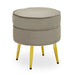 Tamra Round Velvet Footstool with Gold Legs - Mink - Modern Home Interiors