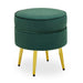 Tamra Round Velvet Footstool with Gold Legs - Emerald Green - Modern Home Interiors