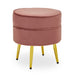 Tamra Round Velvet Footstool with Gold Legs - Dusty Pink - Modern Home Interiors