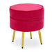 Tamra Round Velvet Footstool with Gold Legs - Bright Pink - Modern Home Interiors