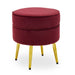 Tamra Round Velvet Footstool with Gold Legs - Wine - Modern Home Interiors