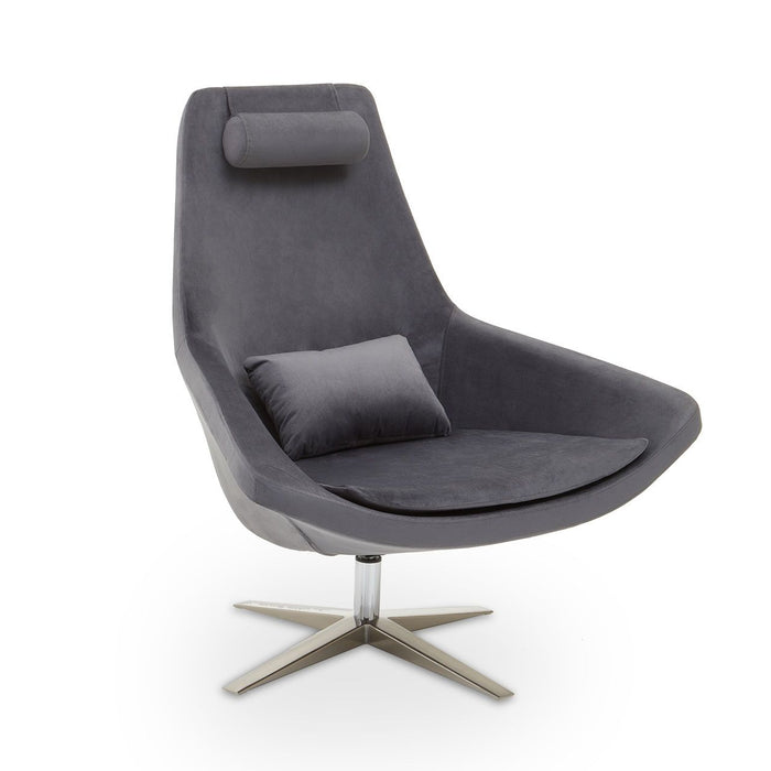 Modern Grey Velvet Armchair