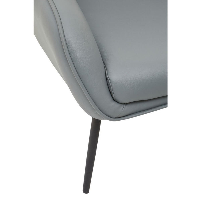 Grey Faux Leather Armchair + Footstool