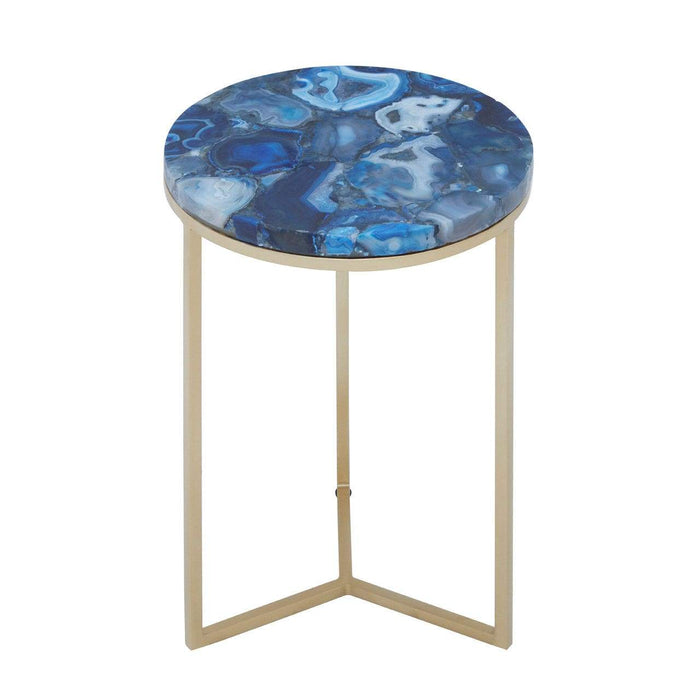 Inventivo Blue & Gold Agate Side Table - Modern Home Interiors