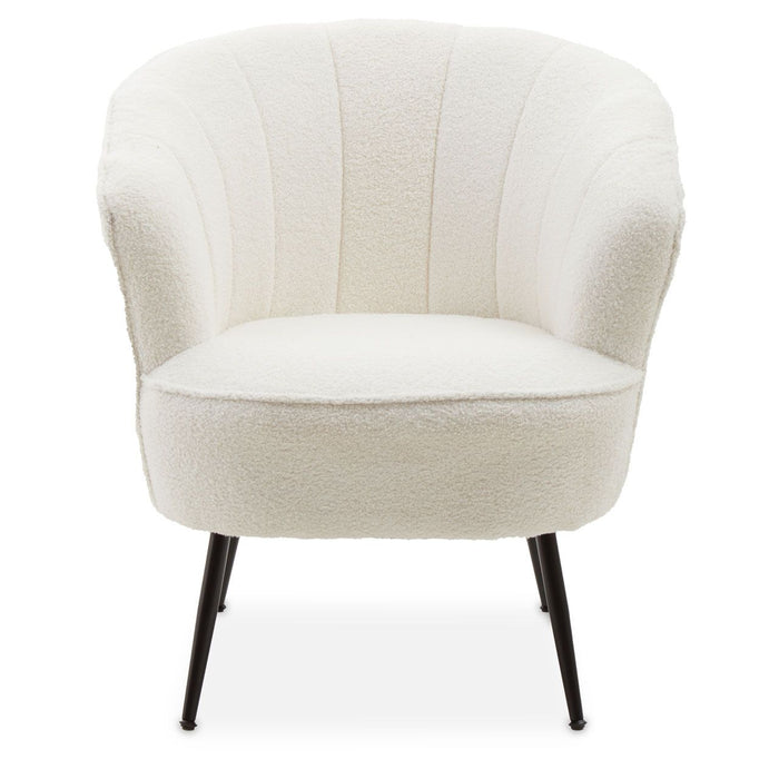 Plush White Furry Fabric Chair Metal Legs
