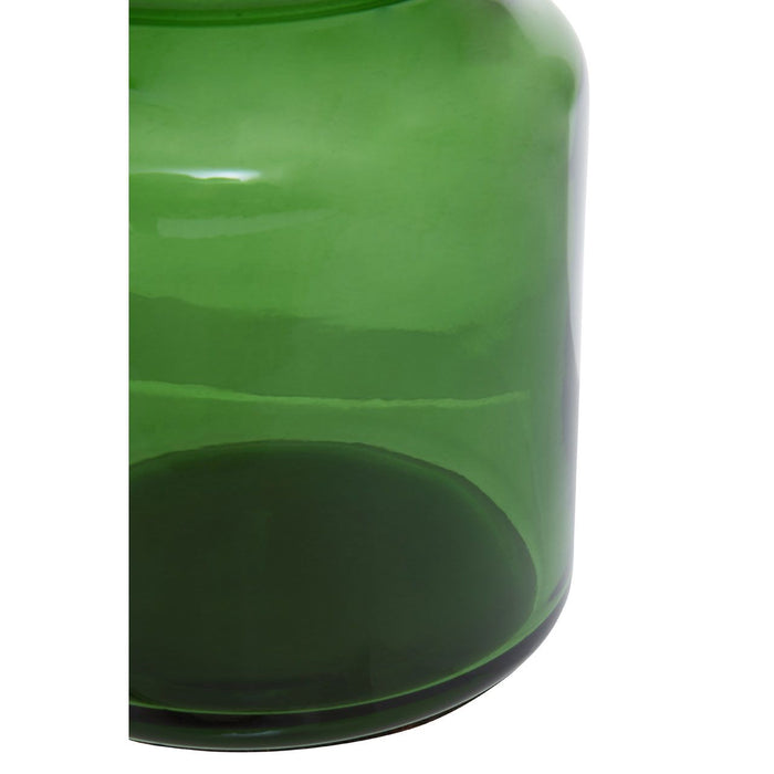 Green Glass and Black Metal Bathroom Storage Canister 300ml