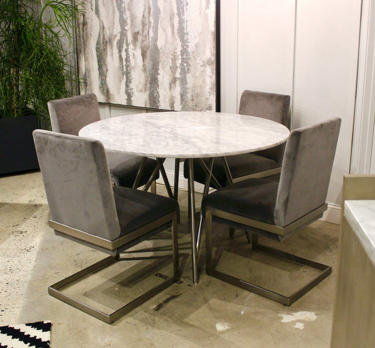 Carrara White/Grey Marble Dining Table - 120cm