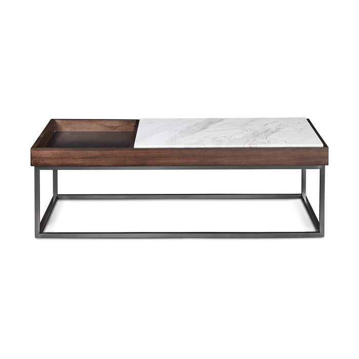 Ennis Walnut Coffee Table with Natural Marble Top