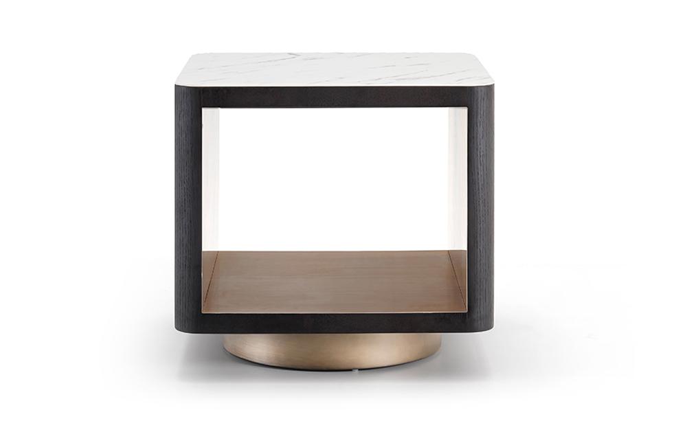 Zeta Side Table with Gold Round Base - Modern Home Interiors