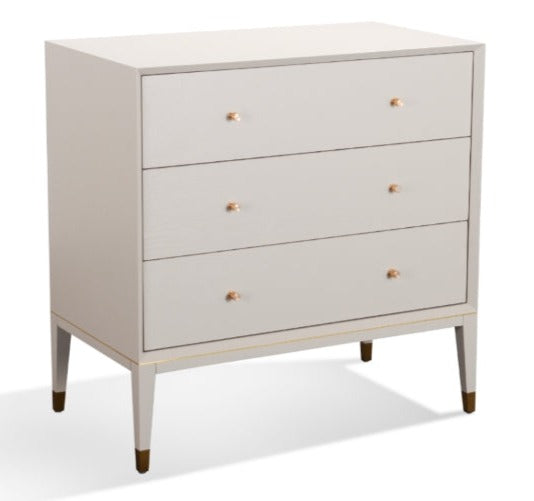 Bayeux 3 Drawer Chest Ceramic Grey and Brass