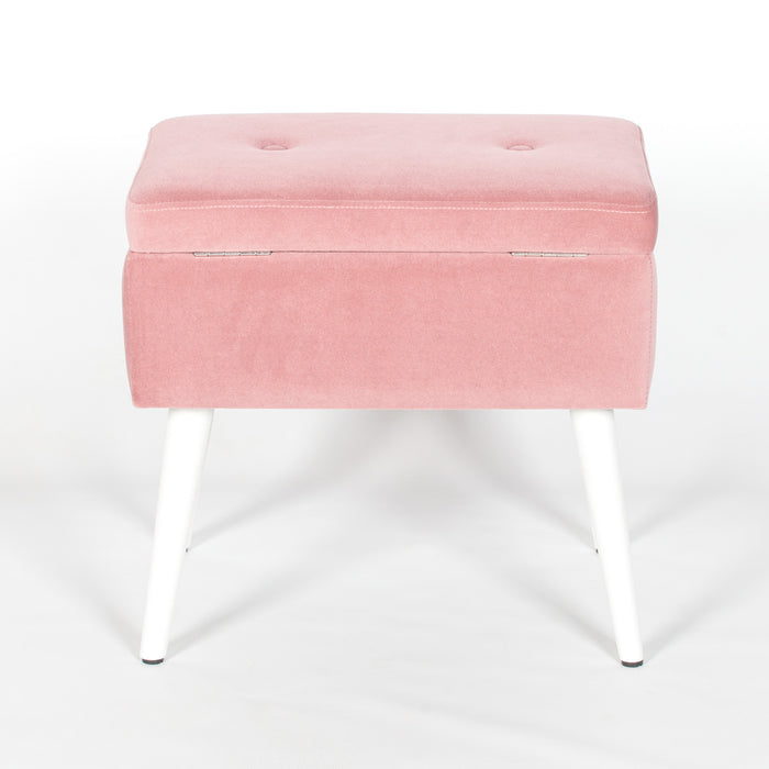 Chic Pink Suitcase Stool with White Legs - Modern Home Interiors