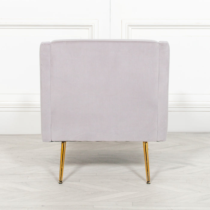 Grey Velvet Sofa Chair with Gold Legs - Modern Home Interiors