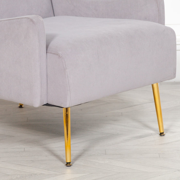 Grey Velvet Sofa Chair with Gold Legs - Modern Home Interiors
