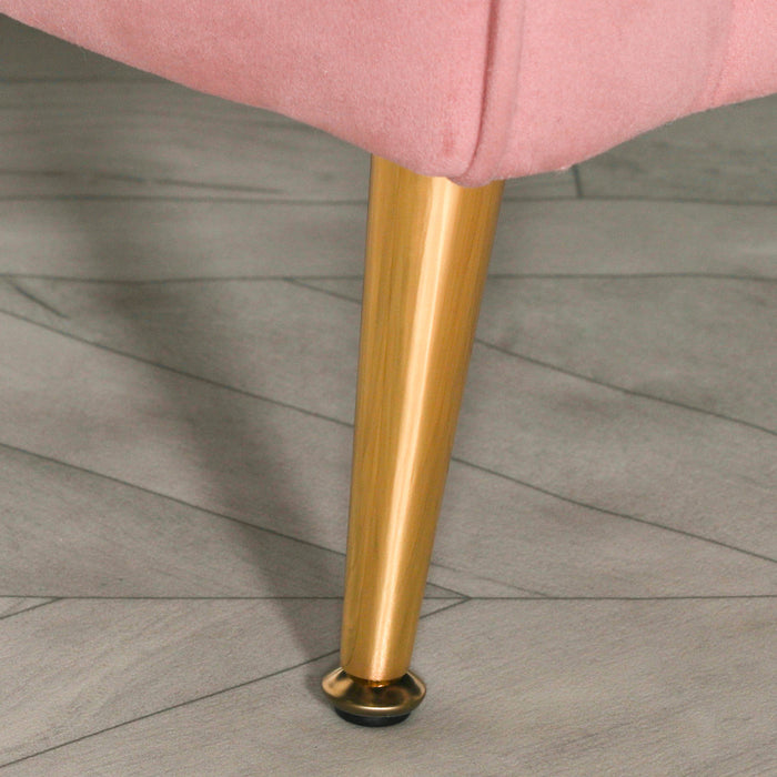 Pink Velvet Armchair with Gold Legs + Cushion - Modern Home Interiors