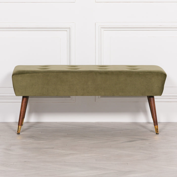 Olive Green Buttoned Ottoman Stool