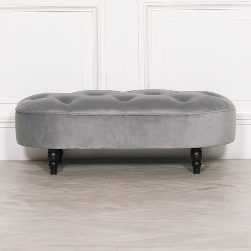 Grey Velvet Bench with Black Legs - Modern Home Interiors