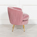 Pink Pleated Velvet Bedroom/Accent Chair with Gold Legs - Modern Home Interiors