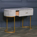 Deco Grey Upholstered Marble Dressing Table with Gold Legs - Modern Home Interiors