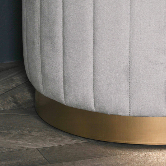 Deco Grey Velvet Stool with Gold Base - Modern Home Interiors
