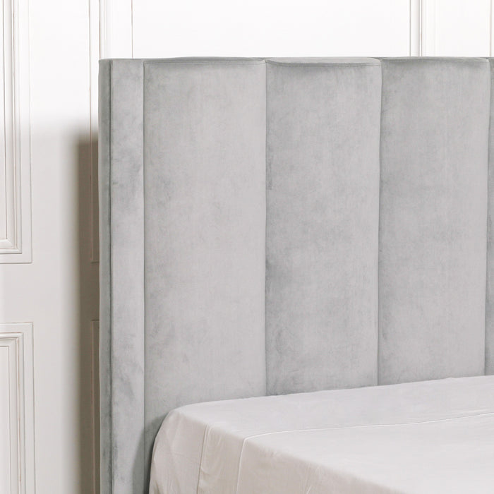 Grey Velvet 5'0" King Size Bed Frame - Modern Home Interiors