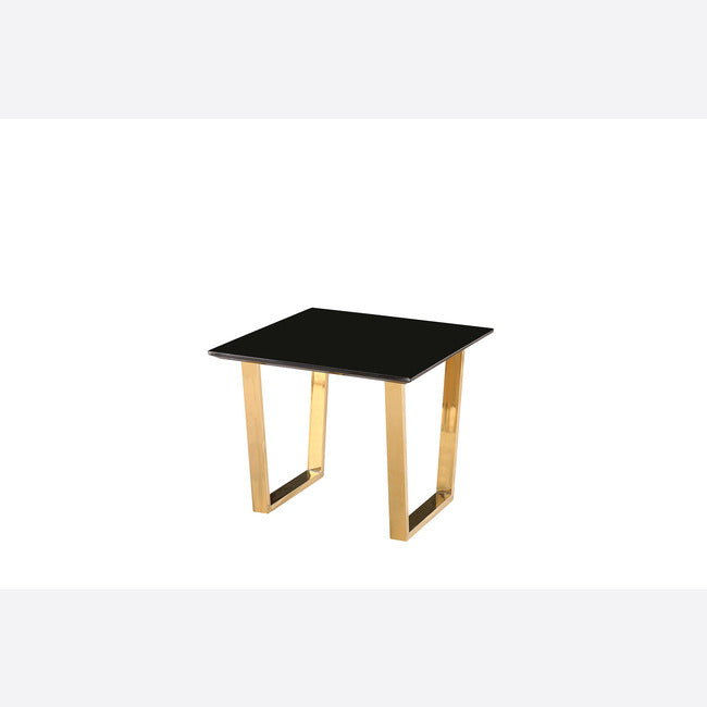 Antibes Black Gloss and Gold Side End Table