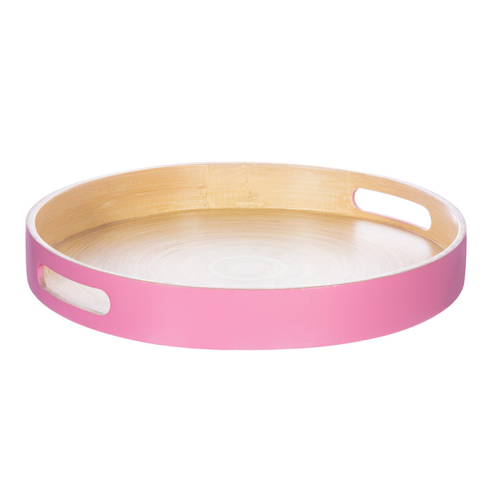Pink Round Bamboo Tray 30cm