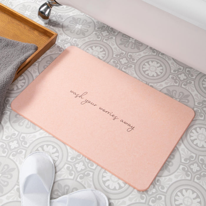 Artsy Mats Wash Your Worries Away Pink Stone Non Slip Bath Mat - Touch Dry