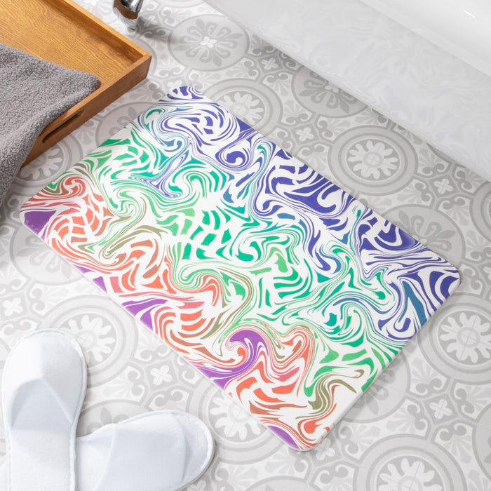Artsy Mats Rainbow Swirls White Stone Non Slip Bath Mat - Touch Dry