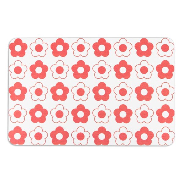 Artsy Mats Red Flower Pattern White Stone Non Slip Bath Mat - Touch Dry
