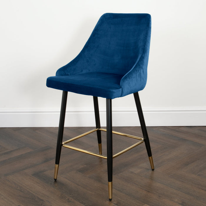 Chesterfield Button Back Gold Detail Velvet Kitchen Bar Stools