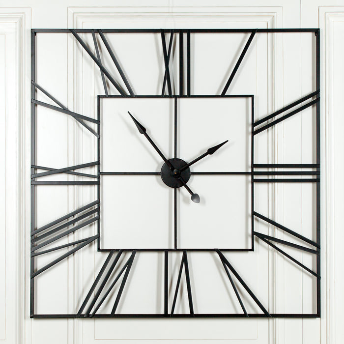 Extra Large 120cm Black Square Metal Wall Clock