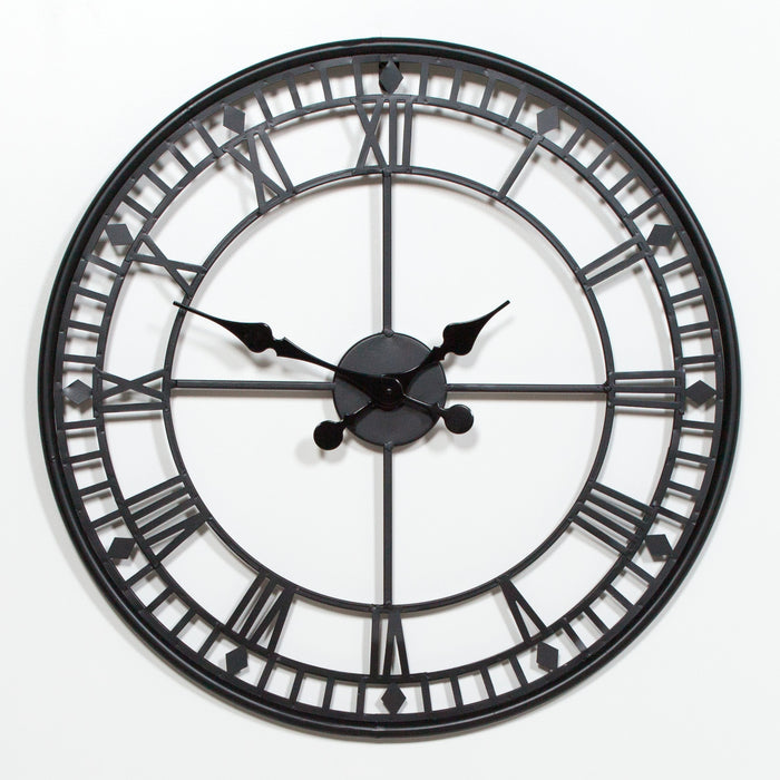 Black Metal Wall Clock 55cm