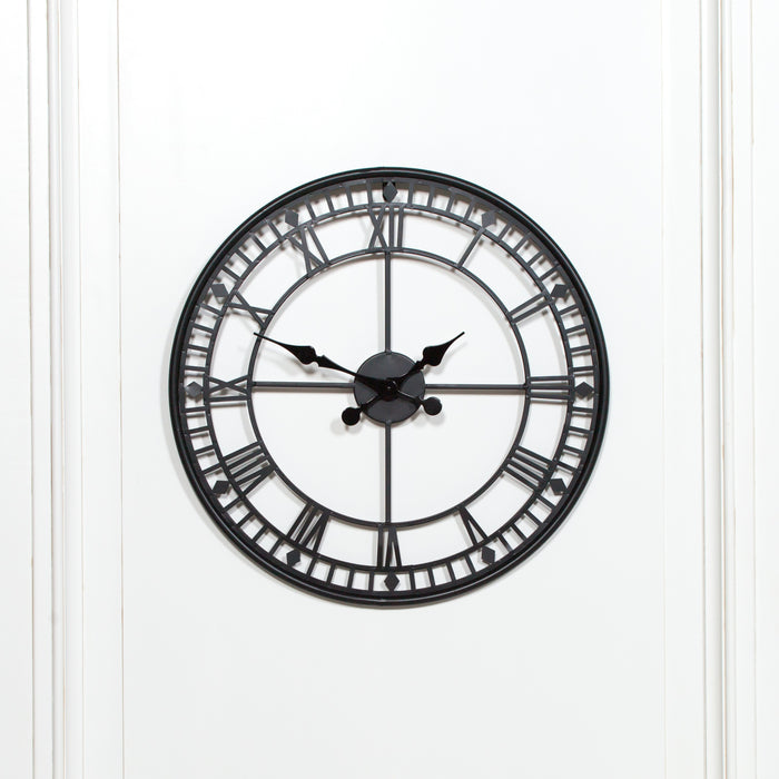 Black Metal Wall Clock 55cm